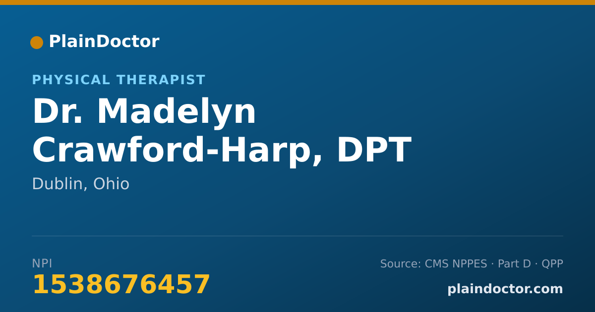 Shareable card for Madelyn Crawford-Harp, DPT - Physical Therapist, Dublin, OH