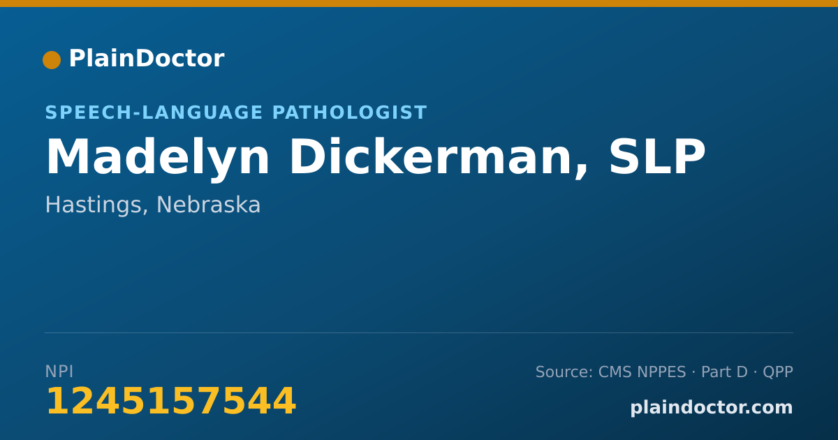Shareable card for Madelyn Dickerman, SLP - Speech-Language Pathologist, Hastings, NE