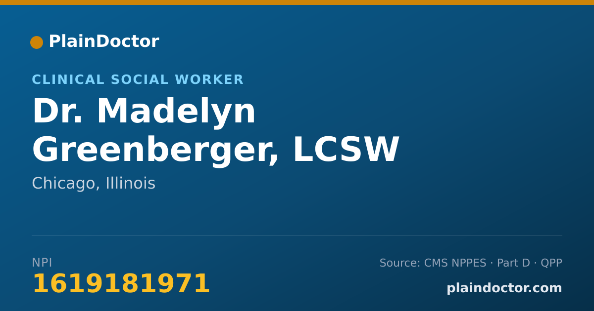 Shareable card for Madelyn Greenberger, LCSW - Clinical Social Worker, Chicago, IL