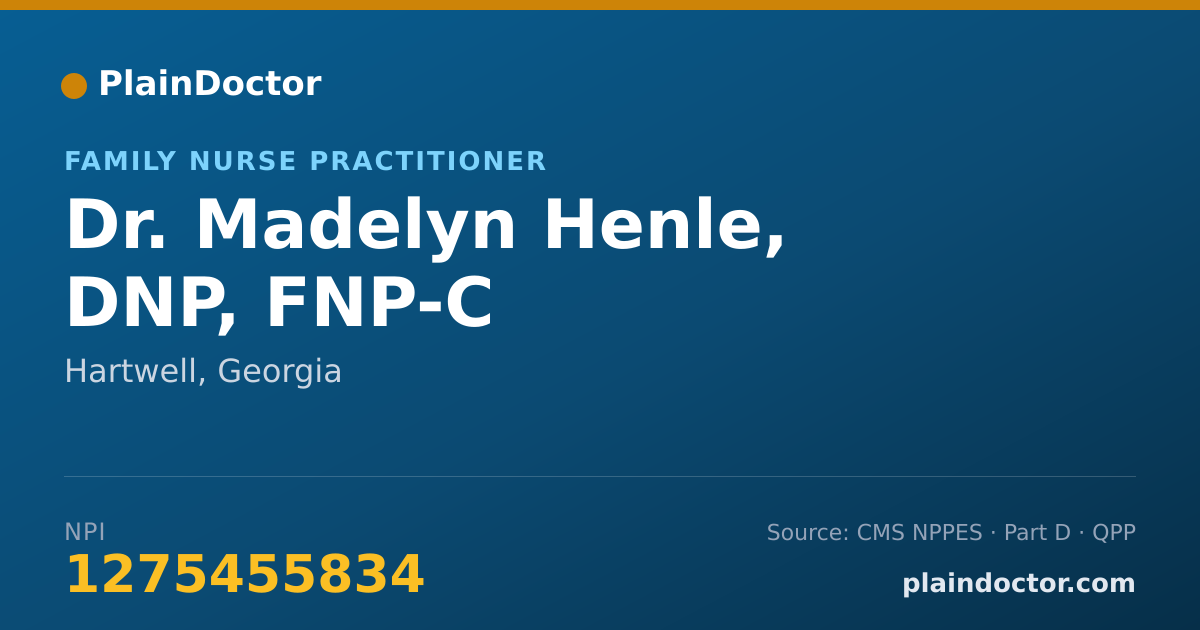 Shareable card for Madelyn Henle, DNP, FNP-C - Family Nurse Practitioner, Hartwell, GA