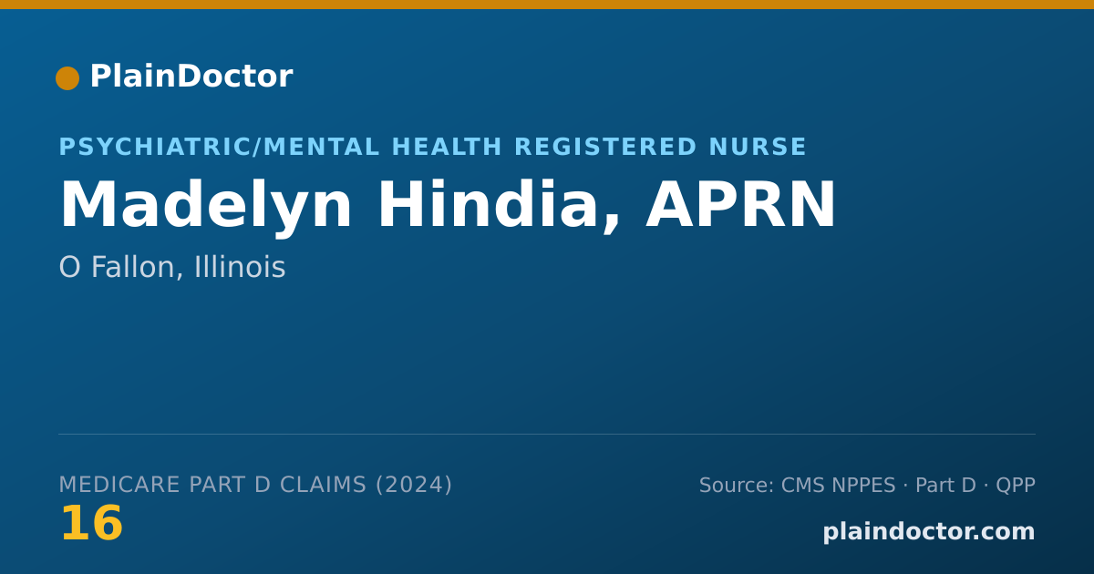 Shareable card for Madelyn Hindia, APRN - Psychiatric/Mental Health Registered Nurse, O Fallon, IL