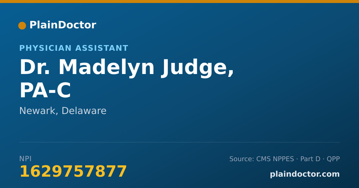Shareable card for Madelyn Judge, PA-C - Physician Assistant, Newark, DE