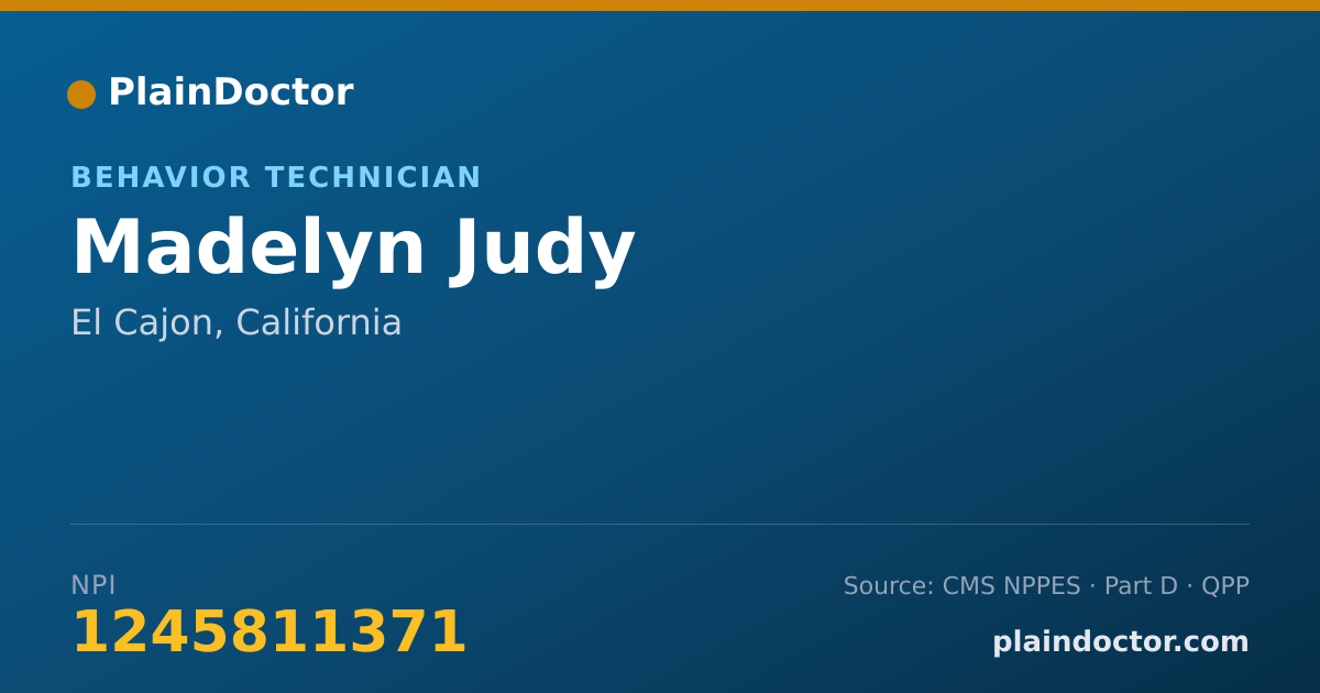 Shareable card for Madelyn Judy - Behavior Technician, El Cajon, CA