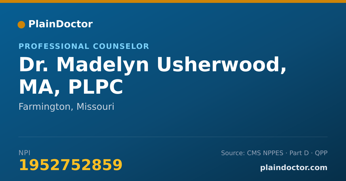 Shareable card for Madelyn Usherwood, MA, PLPC - Professional Counselor, Farmington, MO