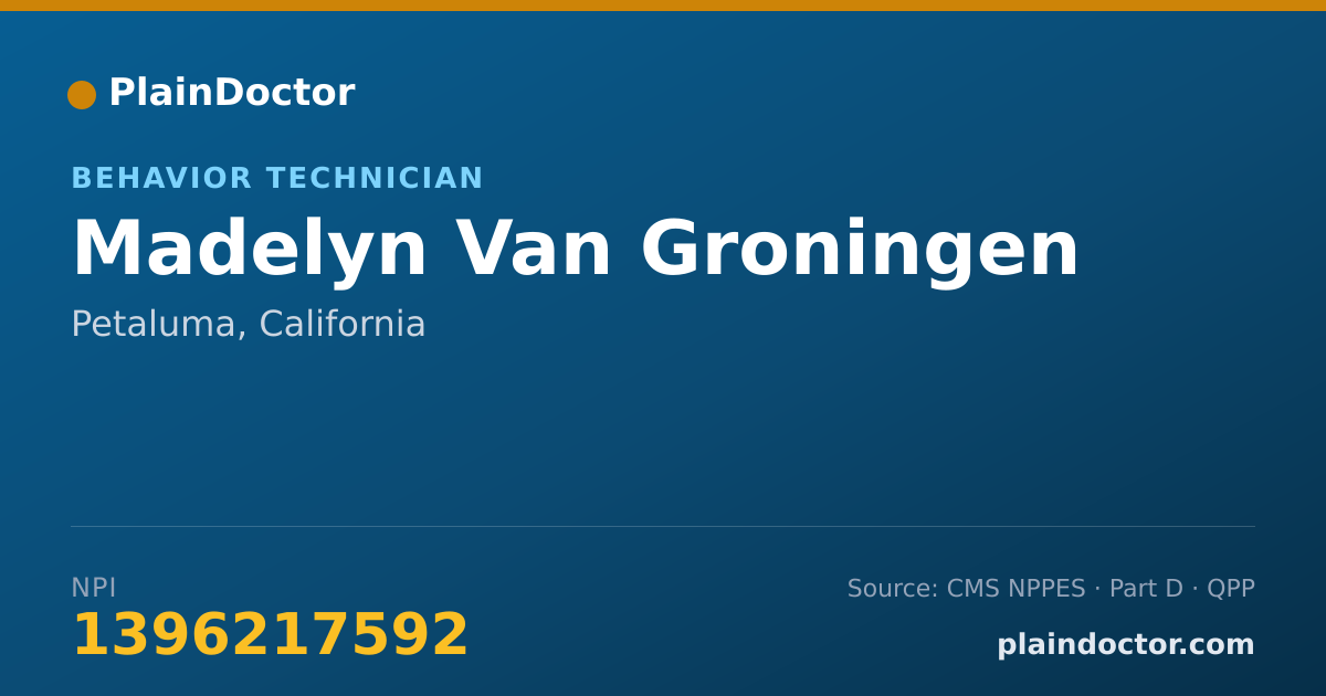 Shareable card for Madelyn Van Groningen - Behavior Technician, Petaluma, CA