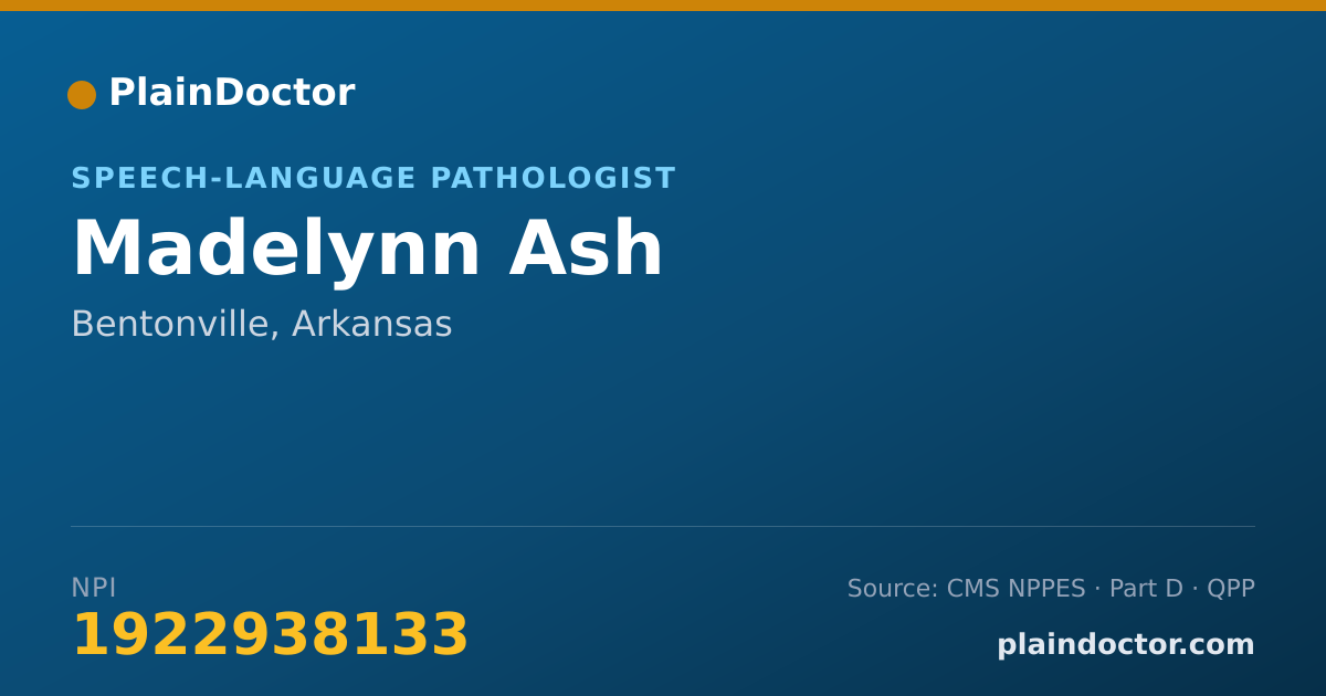 Shareable card for Madelynn Ash - Speech-Language Pathologist, Bentonville, AR
