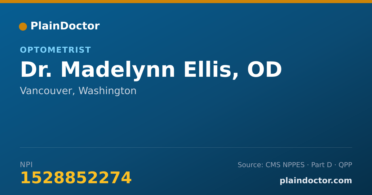 Shareable card for Madelynn Ellis, OD - Optometrist, Vancouver, WA