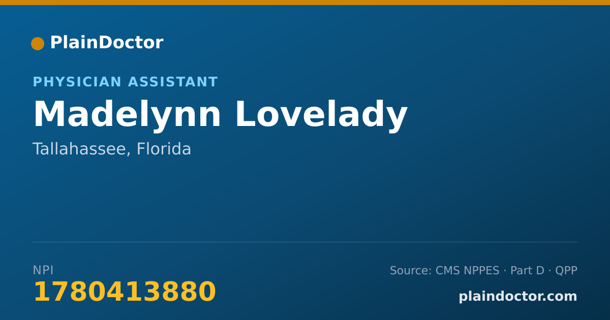 Shareable card for Madelynn Lovelady - Physician Assistant, Tallahassee, FL
