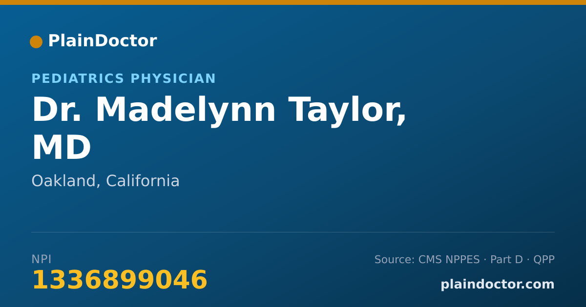 Shareable card for Madelynn Taylor, MD - Pediatrics Physician, Oakland, CA
