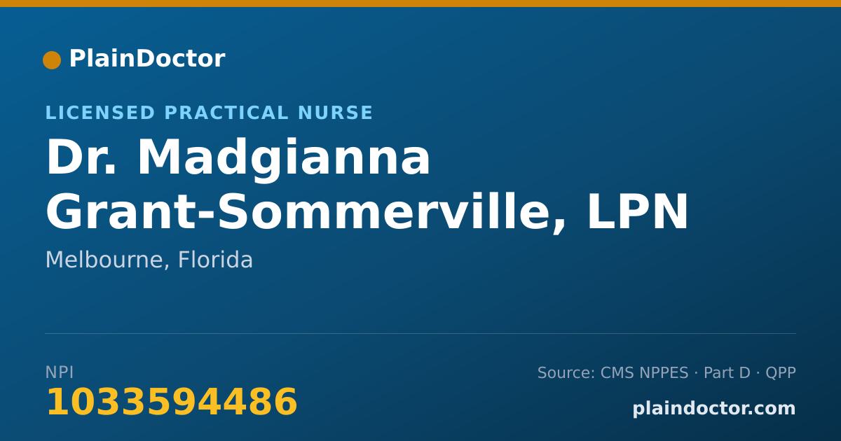 Shareable card for Madgianna Grant-Sommerville, LPN - Licensed Practical Nurse, Melbourne, FL