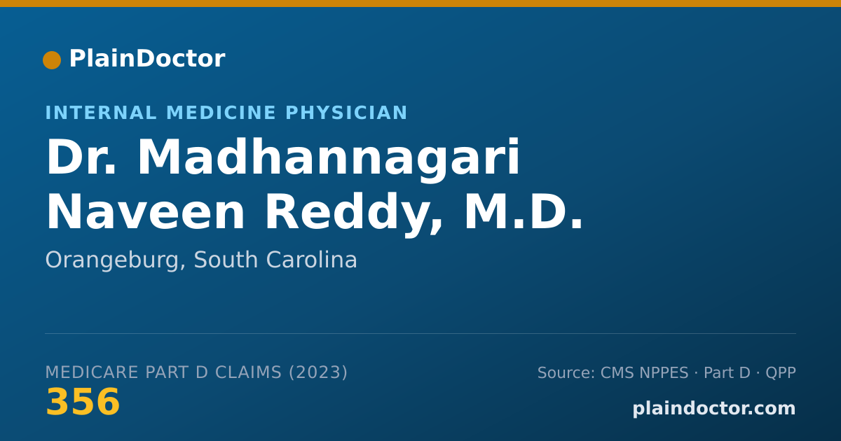 Shareable card for Madhannagari Naveen Reddy, M.D. - Internal Medicine Physician, Orangeburg, SC