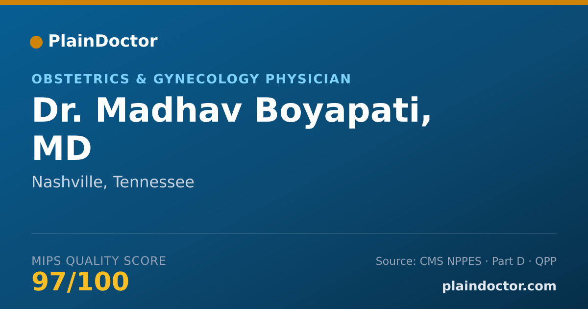 Shareable card for Madhav Boyapati, MD - Obstetrics & Gynecology Physician, Nashville, TN
