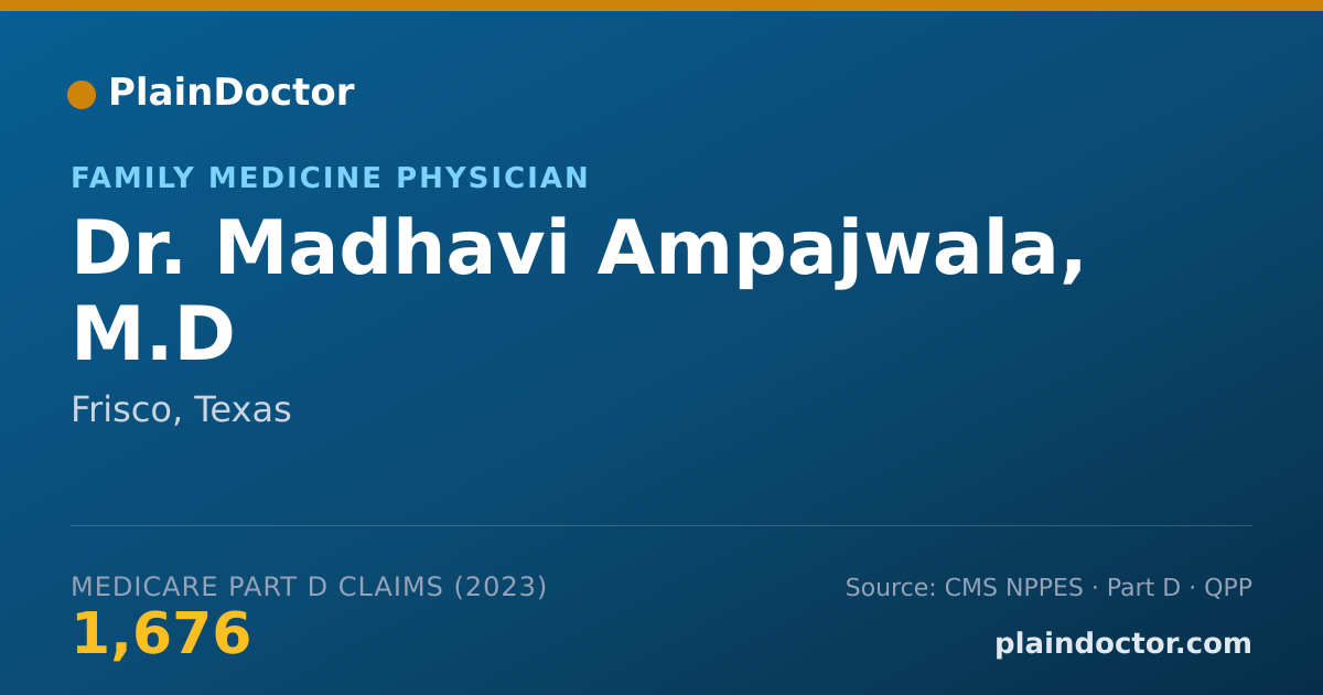 Shareable card for Madhavi Ampajwala, M.D - Family Medicine Physician, Frisco, TX