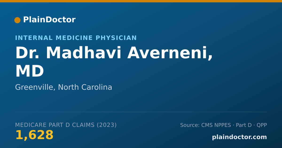 Shareable card for Madhavi Averneni, MD - Internal Medicine Physician, Greenville, NC