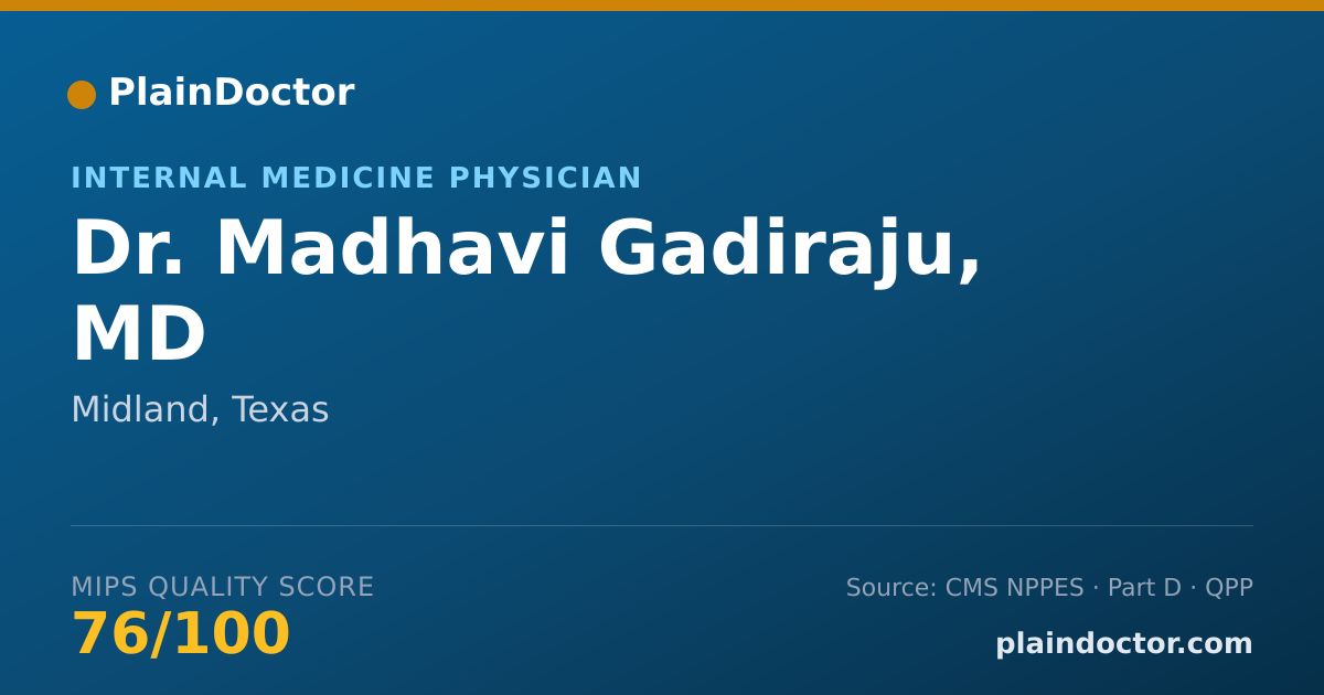 Shareable card for Madhavi Gadiraju, MD - Internal Medicine Physician, Midland, TX