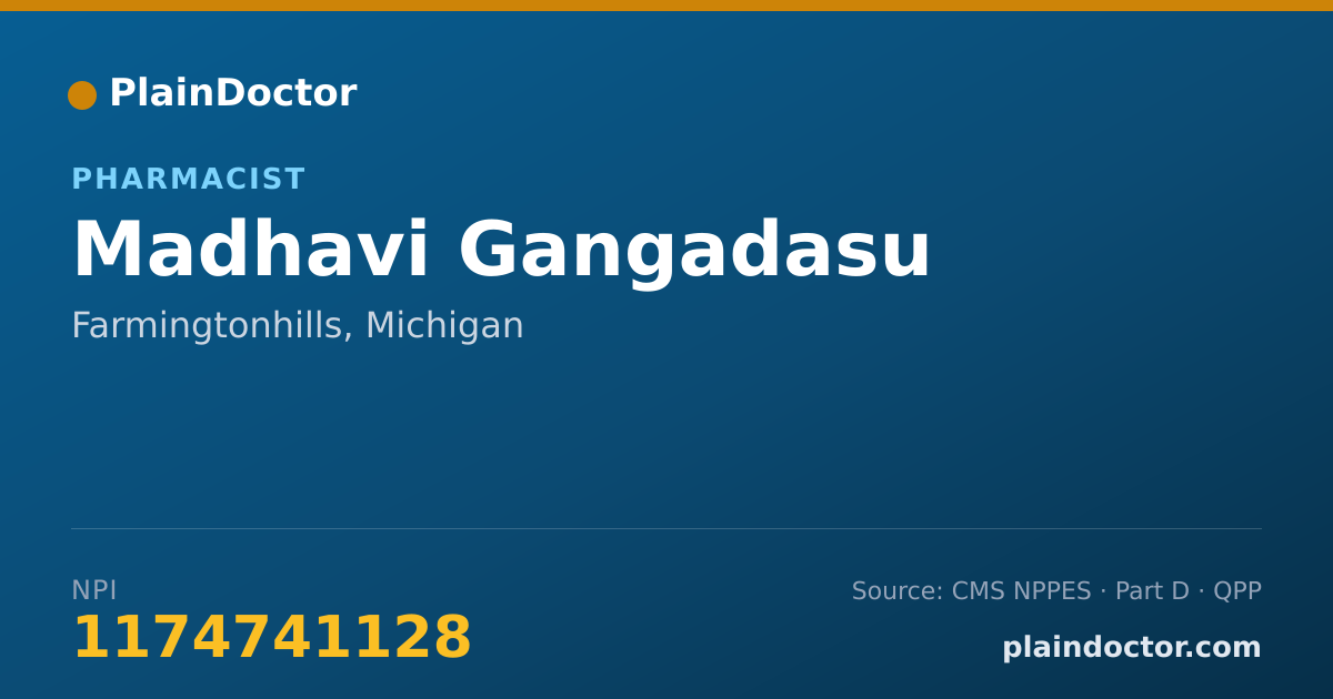 Shareable card for Madhavi Gangadasu - Pharmacist, Farmingtonhills, MI