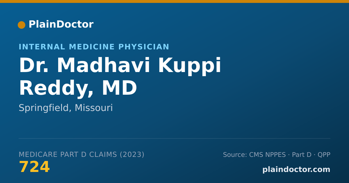 Shareable card for Madhavi Kuppi Reddy, MD - Internal Medicine Physician, Springfield, MO