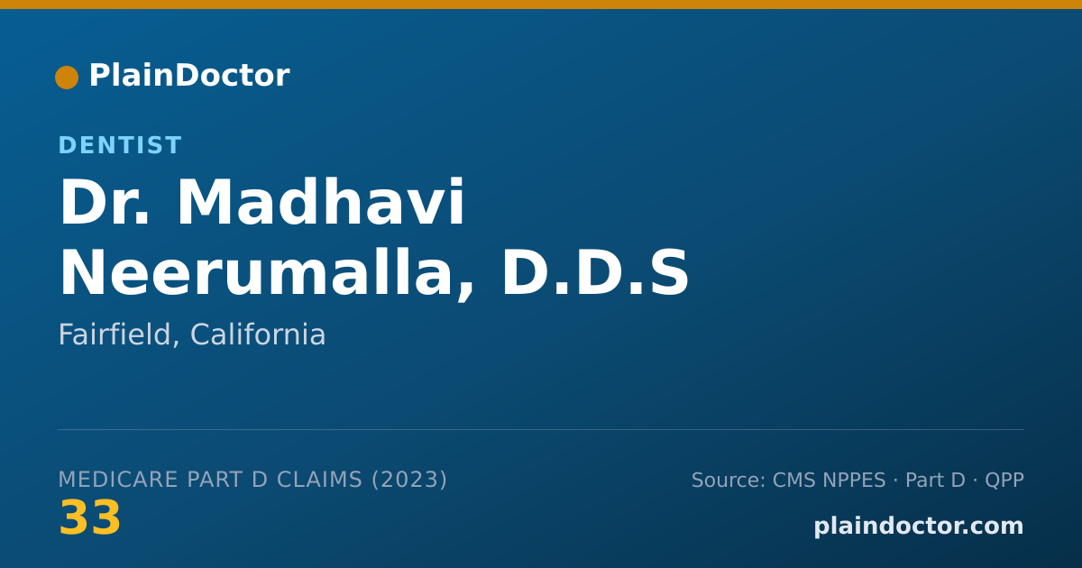 Shareable card for Madhavi Neerumalla, D.D.S - Dentist, Fairfield, CA
