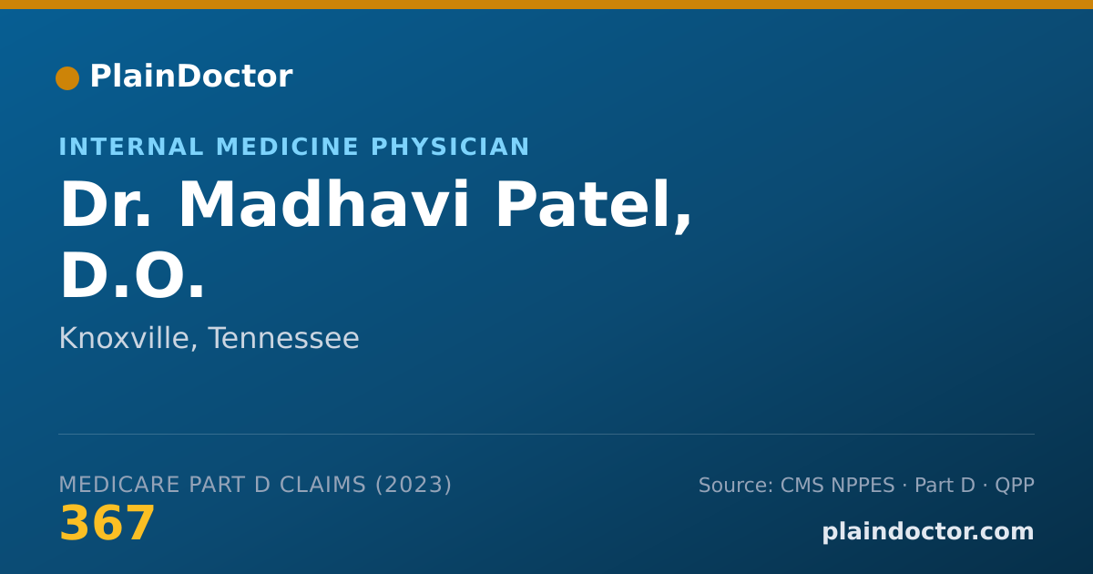 Shareable card for Madhavi Patel, D.O. - Internal Medicine Physician, Knoxville, TN