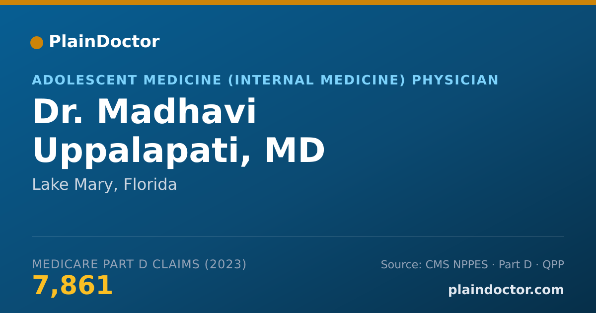 Shareable card for Madhavi Uppalapati, MD - Adolescent Medicine (Internal Medicine) Physician, Lake Mary, FL