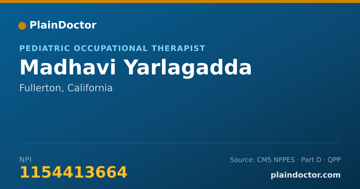 Shareable card for Madhavi Yarlagadda - Pediatric Occupational Therapist, Fullerton, CA