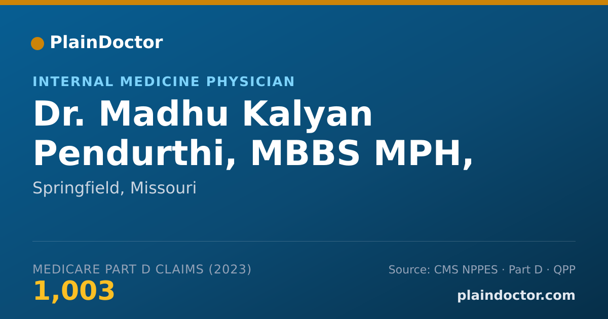 Shareable card for Madhu Kalyan Pendurthi, MBBS MPH, MD - Internal Medicine Physician, Springfield, MO