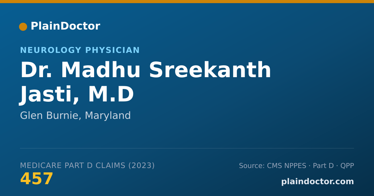 Shareable card for Madhu Sreekanth Jasti, M.D - Neurology Physician, Glen Burnie, MD