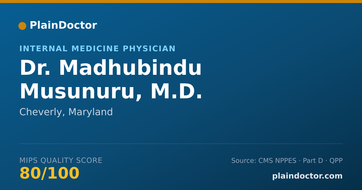 Shareable card for Madhubindu Musunuru, M.D. - Internal Medicine Physician, Cheverly, MD