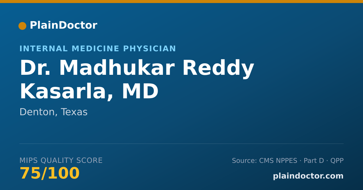 Shareable card for Madhukar Reddy Kasarla, MD - Internal Medicine Physician, Denton, TX