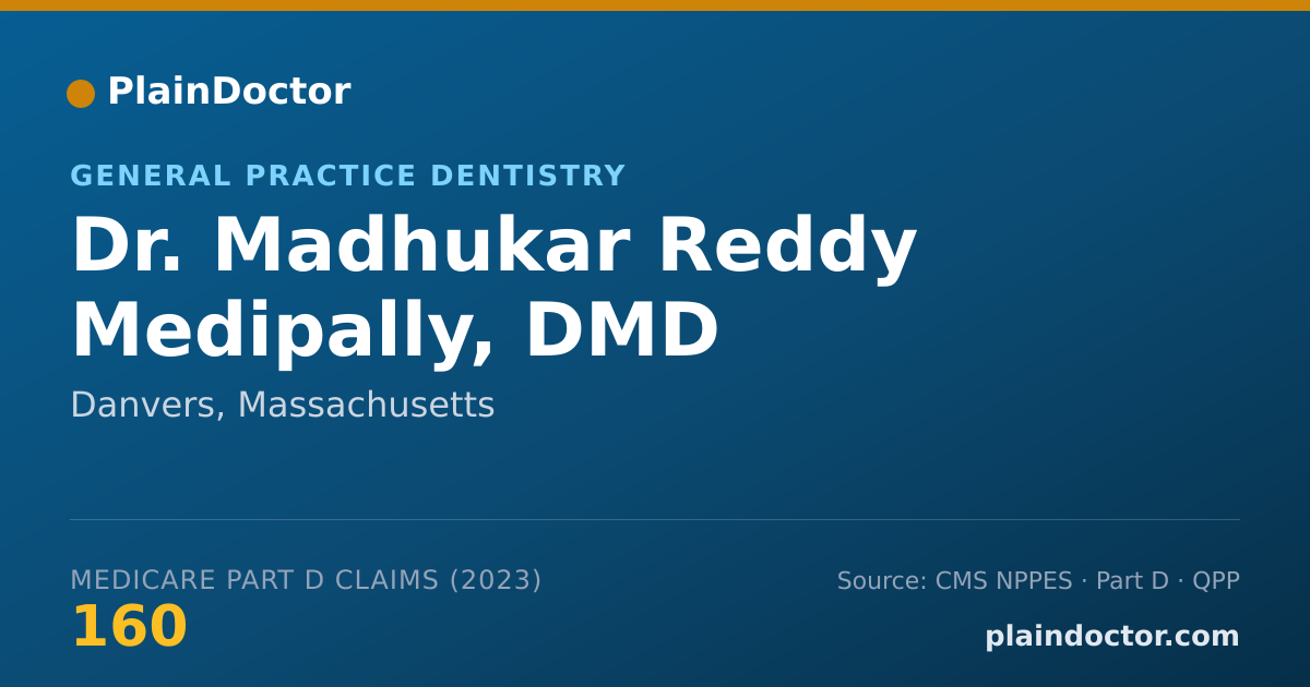 Shareable card for Madhukar Reddy Medipally, DMD - General Practice Dentistry, Danvers, MA