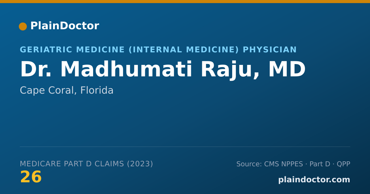 Shareable card for Madhumati Raju, MD - Geriatric Medicine (Internal Medicine) Physician, Cape Coral, FL