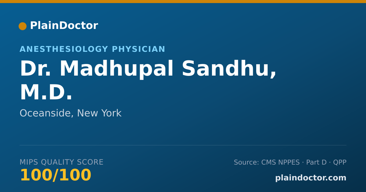 Shareable card for Madhupal Sandhu, M.D. - Anesthesiology Physician, Oceanside, NY