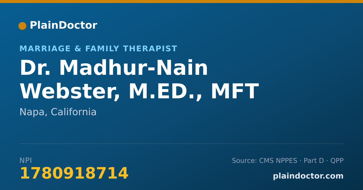 Shareable card for Madhur-Nain Webster, M.ED., MFT - Marriage & Family Therapist, Napa, CA