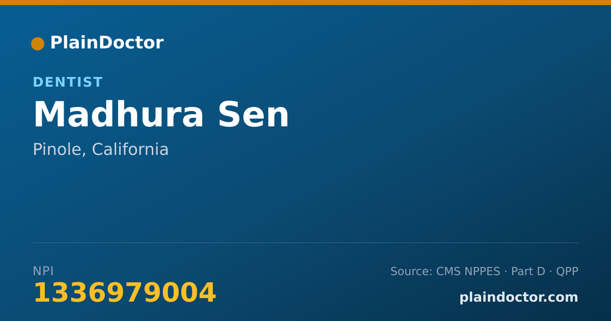 Shareable card for Madhura Sen - Dentist, Pinole, CA