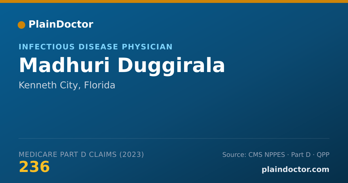 Shareable card for Madhuri Duggirala - Infectious Disease Physician, Kenneth City, FL