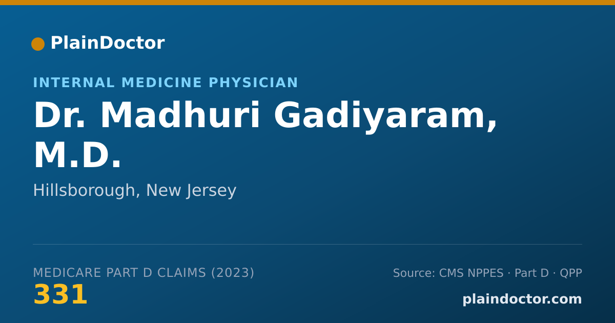 Shareable card for Madhuri Gadiyaram, M.D. - Internal Medicine Physician, Hillsborough, NJ