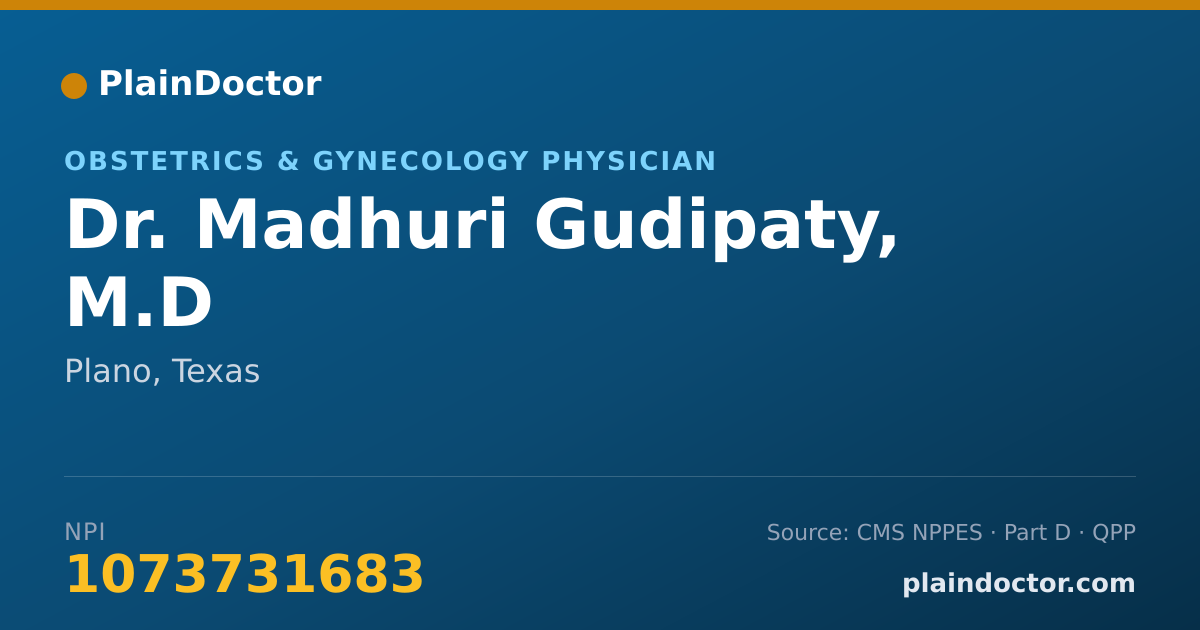 Shareable card for Madhuri Gudipaty, M.D - Obstetrics & Gynecology Physician, Plano, TX