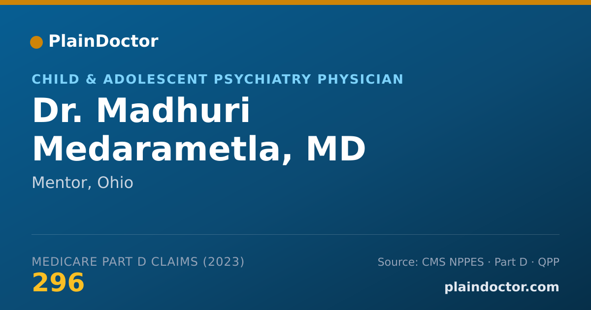 Shareable card for Madhuri Medarametla, MD - Child & Adolescent Psychiatry Physician, Mentor, OH