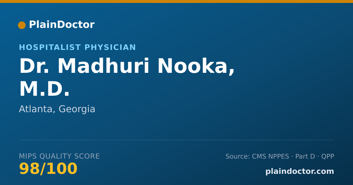 Shareable card for Madhuri Nooka, M.D. - Hospitalist Physician, Atlanta, GA