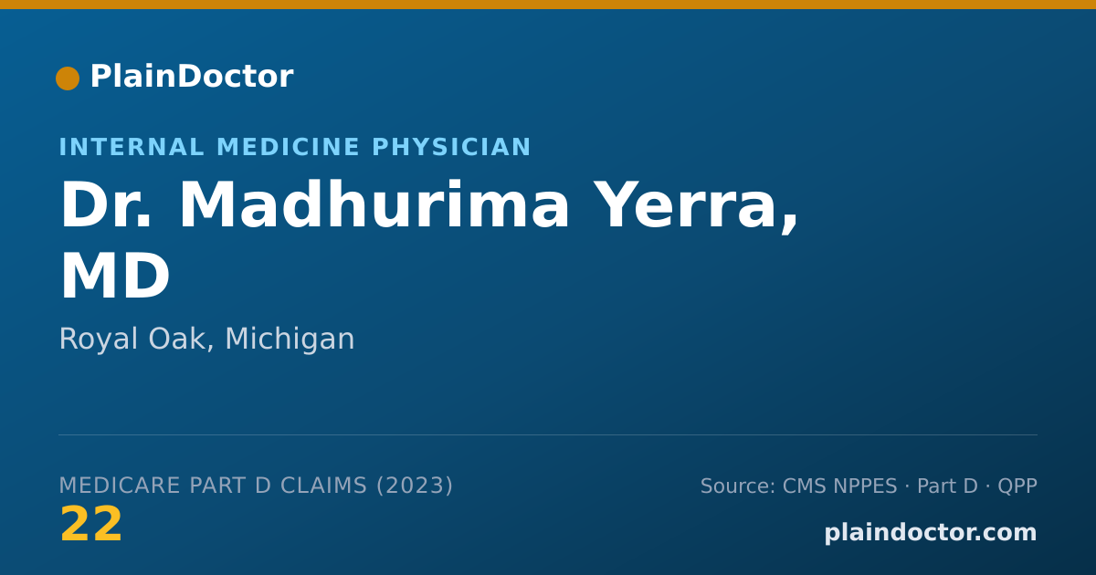 Shareable card for Madhurima Yerra, MD - Internal Medicine Physician, Royal Oak, MI