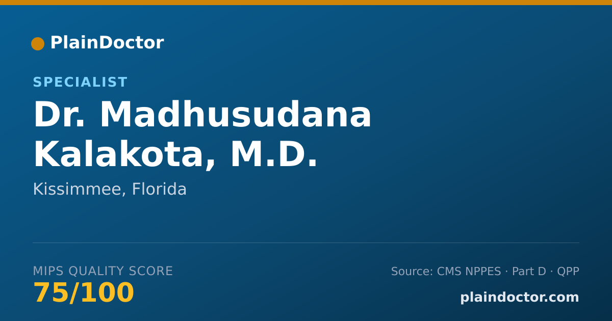 Shareable card for Madhusudana Kalakota, M.D. - Specialist, Kissimmee, FL