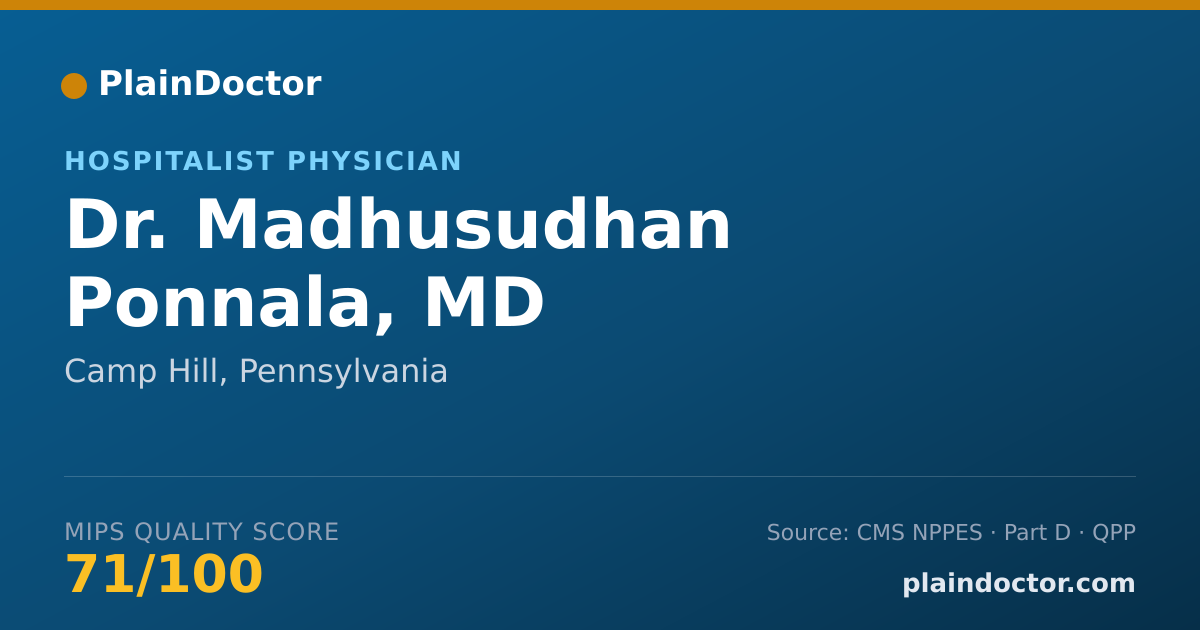 Shareable card for Madhusudhan Ponnala, MD - Hospitalist Physician, Camp Hill, PA