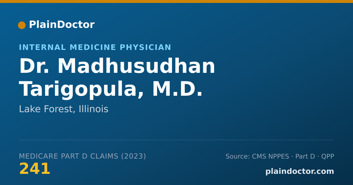 Shareable card for Madhusudhan Tarigopula, M.D. - Internal Medicine Physician, Lake Forest, IL