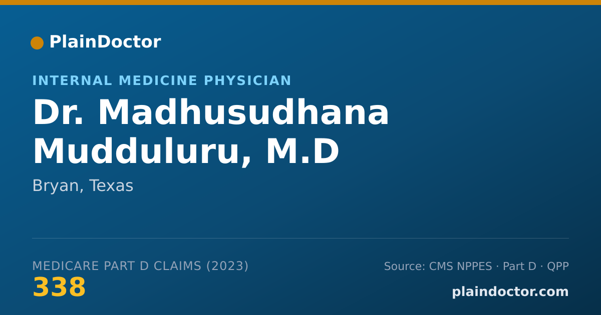 Shareable card for Madhusudhana Mudduluru, M.D - Internal Medicine Physician, Bryan, TX