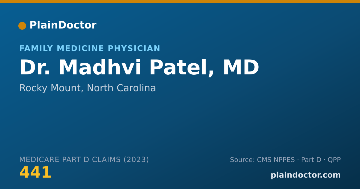 Shareable card for Madhvi Patel, MD - Family Medicine Physician, Rocky Mount, NC