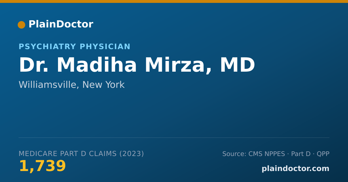 Shareable card for Madiha Mirza, MD - Psychiatry Physician, Williamsville, NY