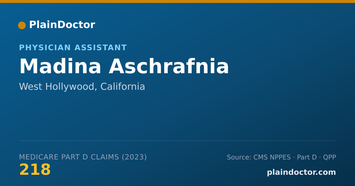 Shareable card for Madina Aschrafnia - Physician Assistant, West Hollywood, CA