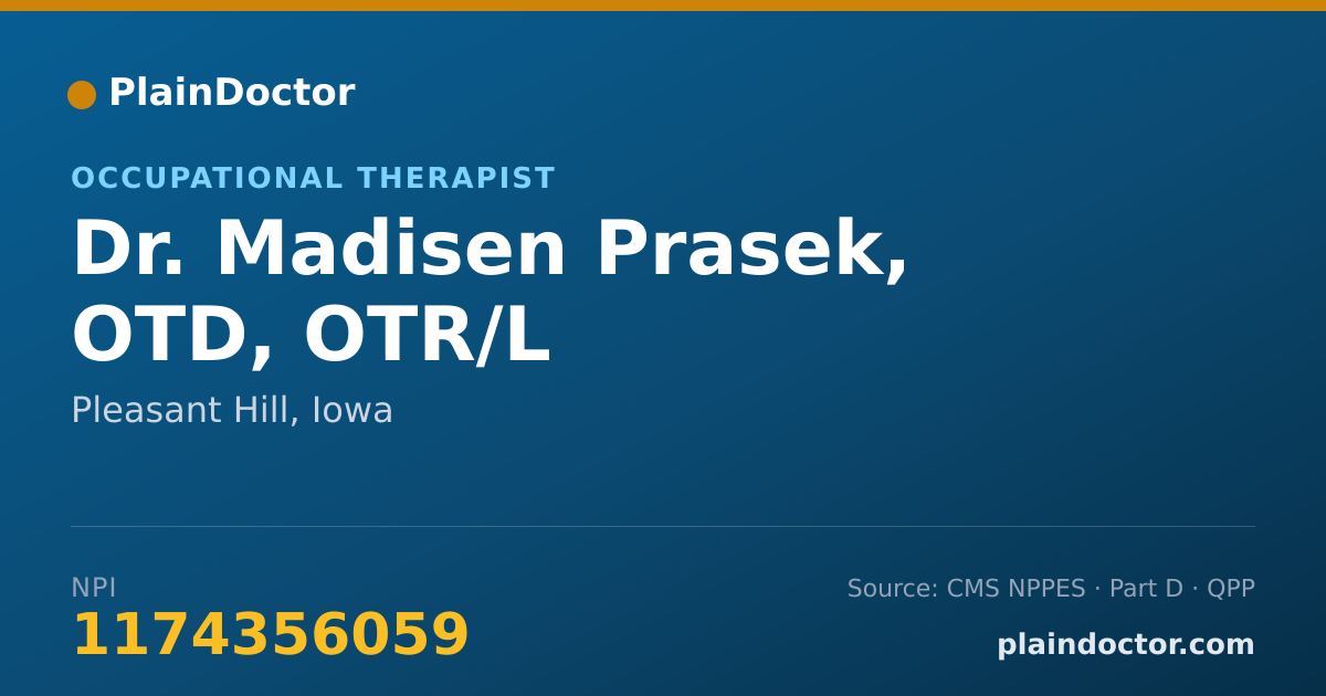 Shareable card for Madisen Prasek, OTD, OTR/L - Occupational Therapist, Pleasant Hill, IA