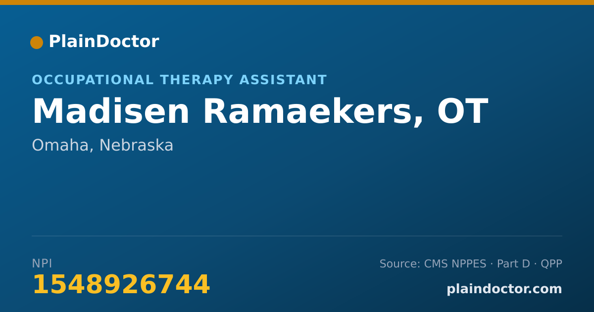 Shareable card for Madisen Ramaekers, OT - Occupational Therapy Assistant, Omaha, NE