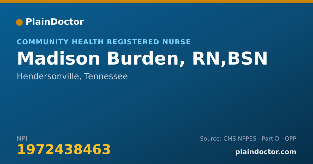 Shareable card for Madison Burden, RN,BSN - Community Health Registered Nurse, Hendersonville, TN